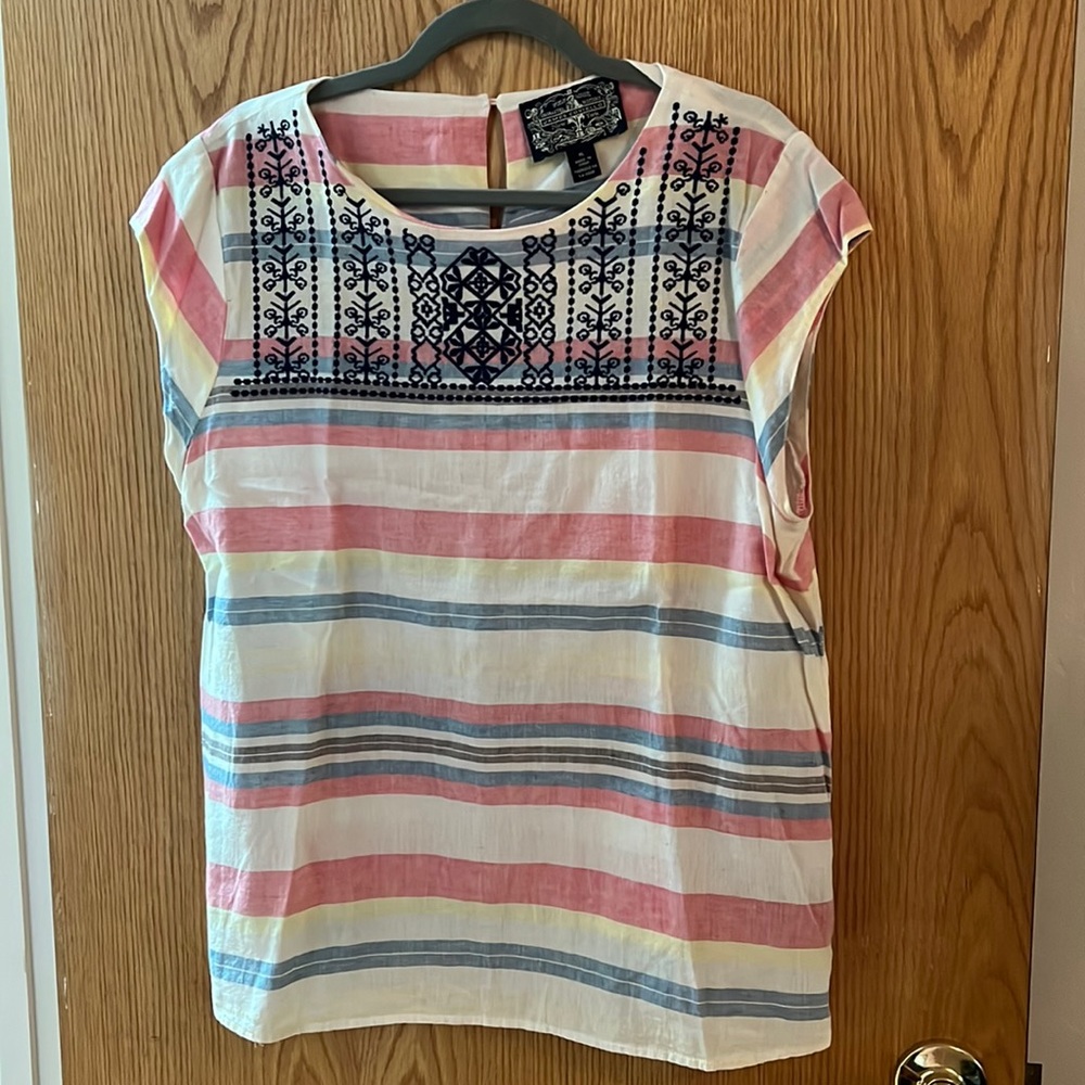 Anthropologie Striped Linen Blouse